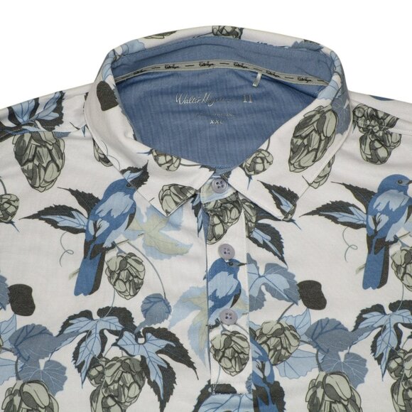 Walter Hagen Men's Size - 2XL XXL Blue Floral Birds Performance Golf Polo - Picture 1 of 5